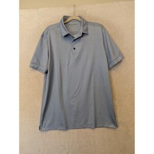 Mizzen+Main Men's Size M Trim Fit Polo Shirt Blue Geometric Print Short Sleeve